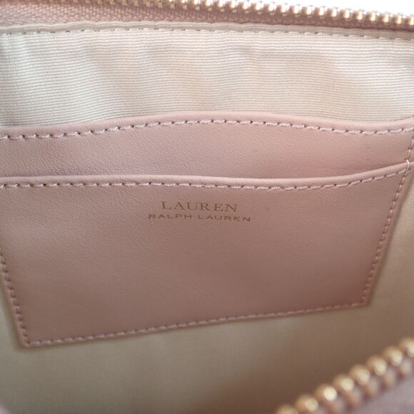 Lauren Ralph Lauren Saffiano Leather Logo Wristlet Pink Vanilla Gold - Picture 5 of 10